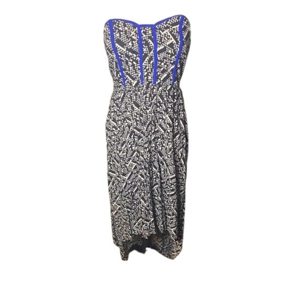 Xhilaration Strapless Black And White High Low Dress Blue Accents Size XS - Picture 2 of 8